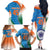 Custom India Cricket Family Matching Off The Shoulder Long Sleeve Dress and Hawaiian Shirt Men in Blue Champions 2025