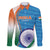 Custom India Cricket Family Matching Off The Shoulder Long Sleeve Dress and Hawaiian Shirt Men in Blue Champions 2025