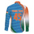 Custom India Cricket Family Matching Off The Shoulder Long Sleeve Dress and Hawaiian Shirt Men in Blue Champions 2025