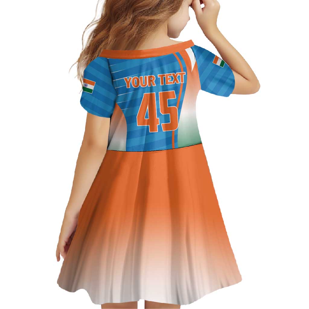 Custom India Cricket Family Matching Off Shoulder Maxi Dress and Hawaiian Shirt Men in Blue Champions 2025