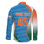 Custom India Cricket Family Matching Off Shoulder Short Dress and Hawaiian Shirt Men in Blue Champions 2025