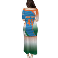 Custom India Cricket Family Matching Puletasi and Hawaiian Shirt Men in Blue Champions 2025