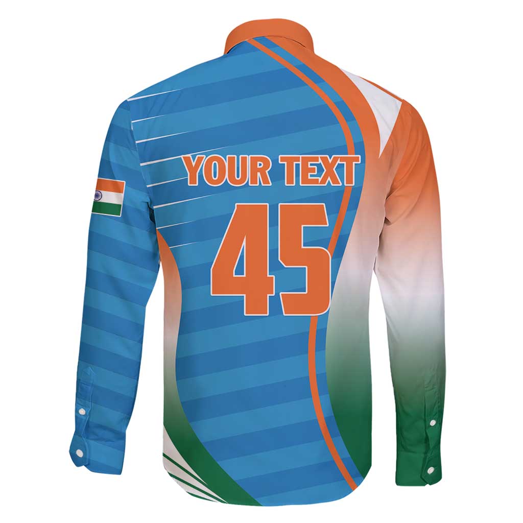 Custom India Cricket Family Matching Short Sleeve Bodycon Dress and Hawaiian Shirt Men in Blue Champions 2025