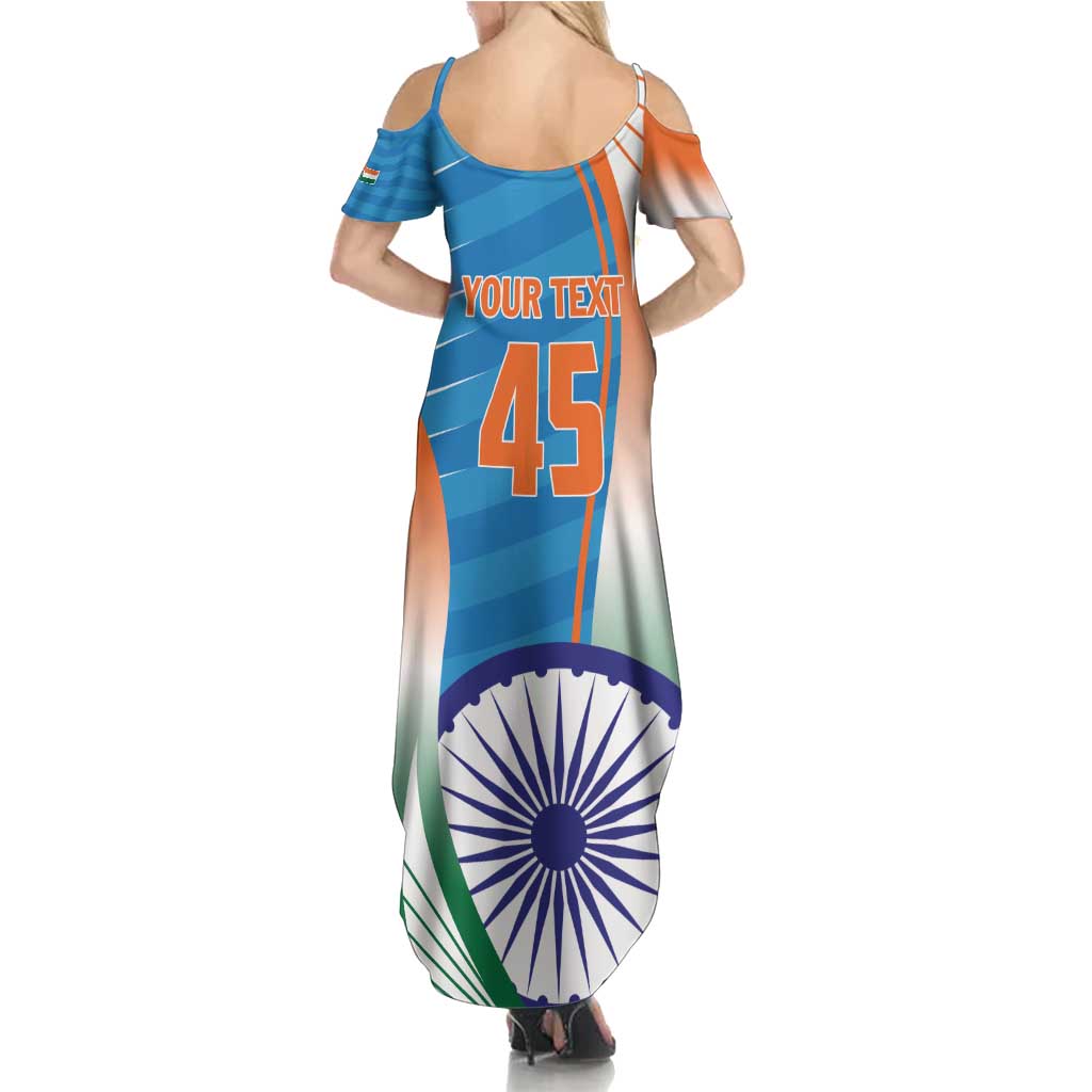 Custom India Cricket Family Matching Summer Maxi Dress and Hawaiian Shirt Men in Blue Champions 2025