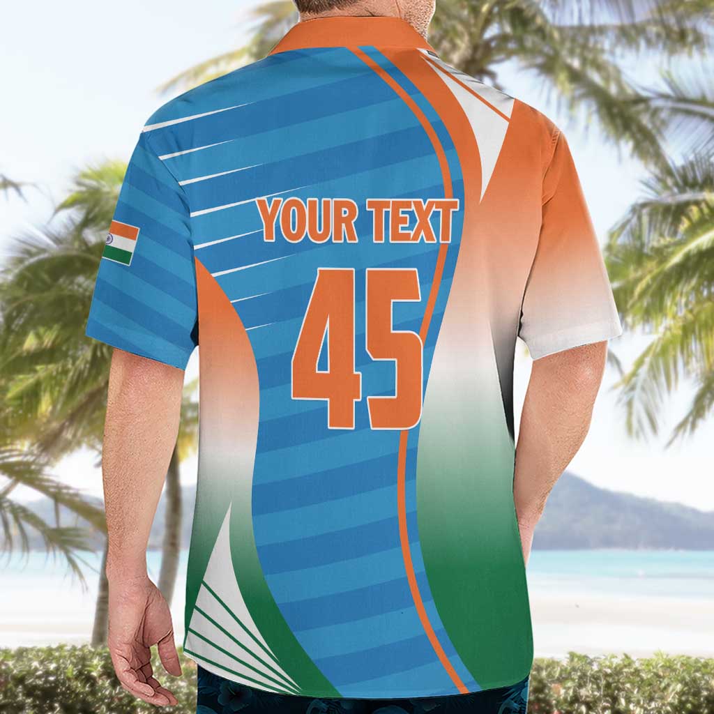 Custom India Cricket Hawaiian Shirt Men in Blue Champions 2025