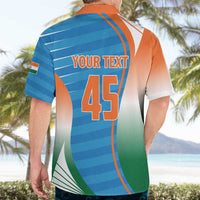 Custom India Cricket Hawaiian Shirt Men in Blue Champions 2025