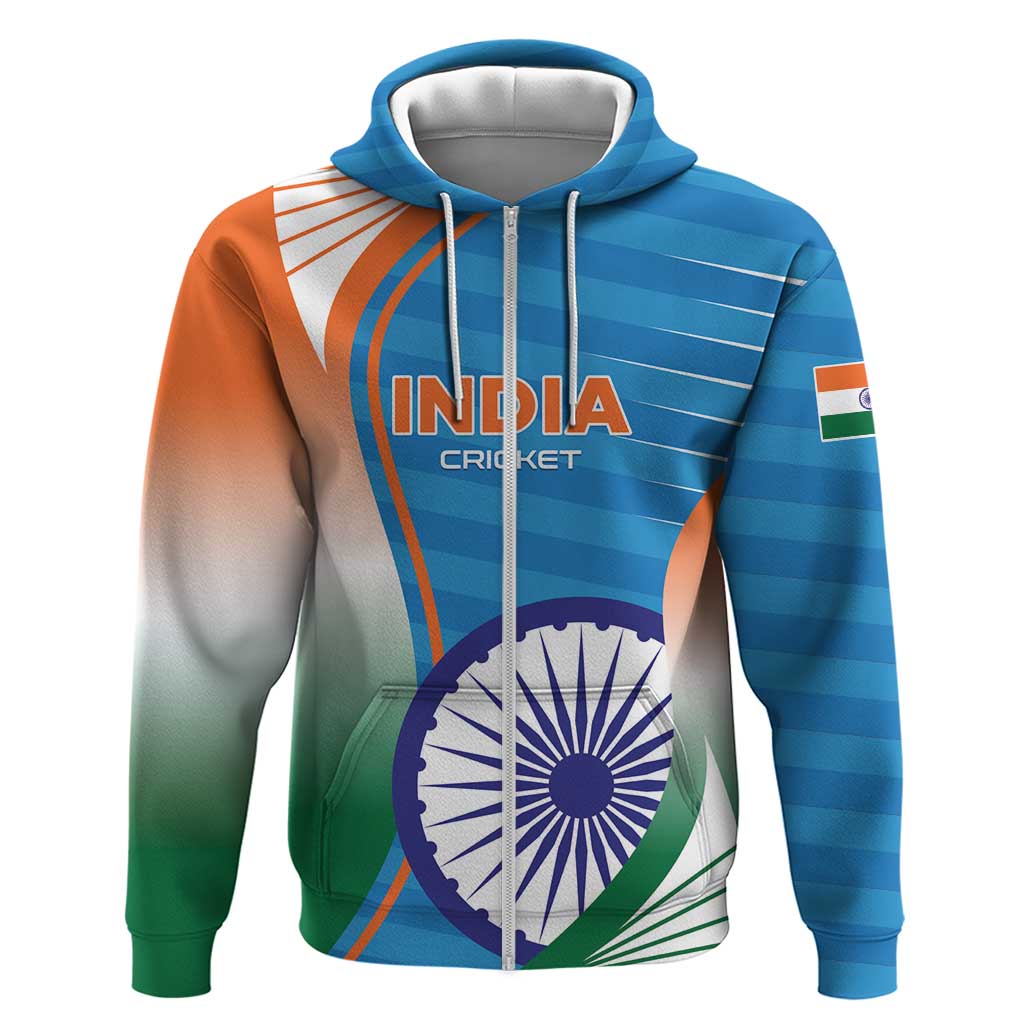 Custom India Cricket Hoodie Men in Blue Champions 2025