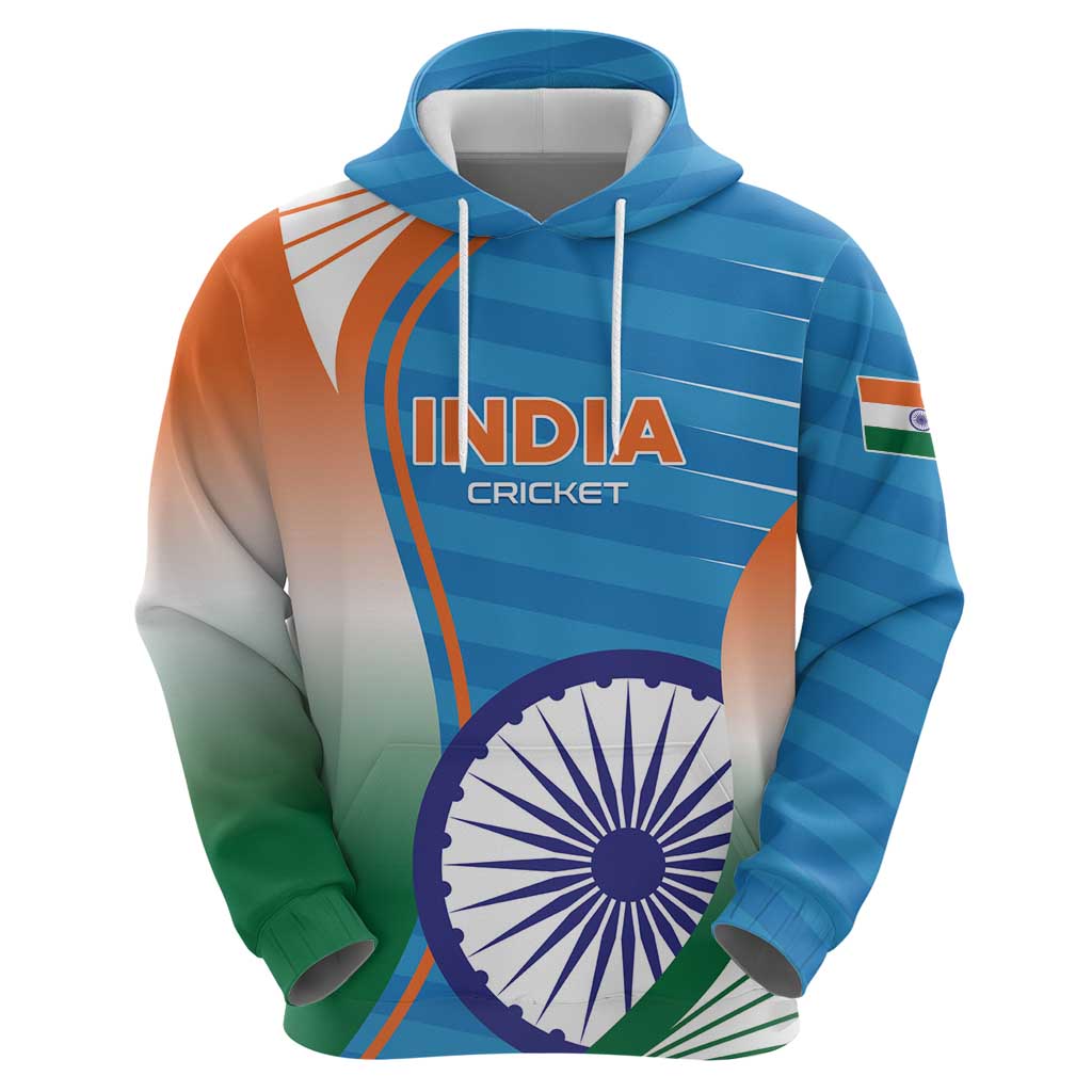 Custom India Cricket Hoodie Men in Blue Champions 2025