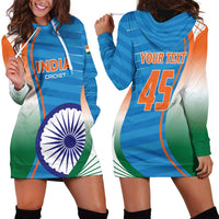 Custom India Cricket Hoodie Dress Men in Blue Champions 2025