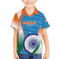 Custom India Cricket Kid Hawaiian Shirt Men in Blue Champions 2025