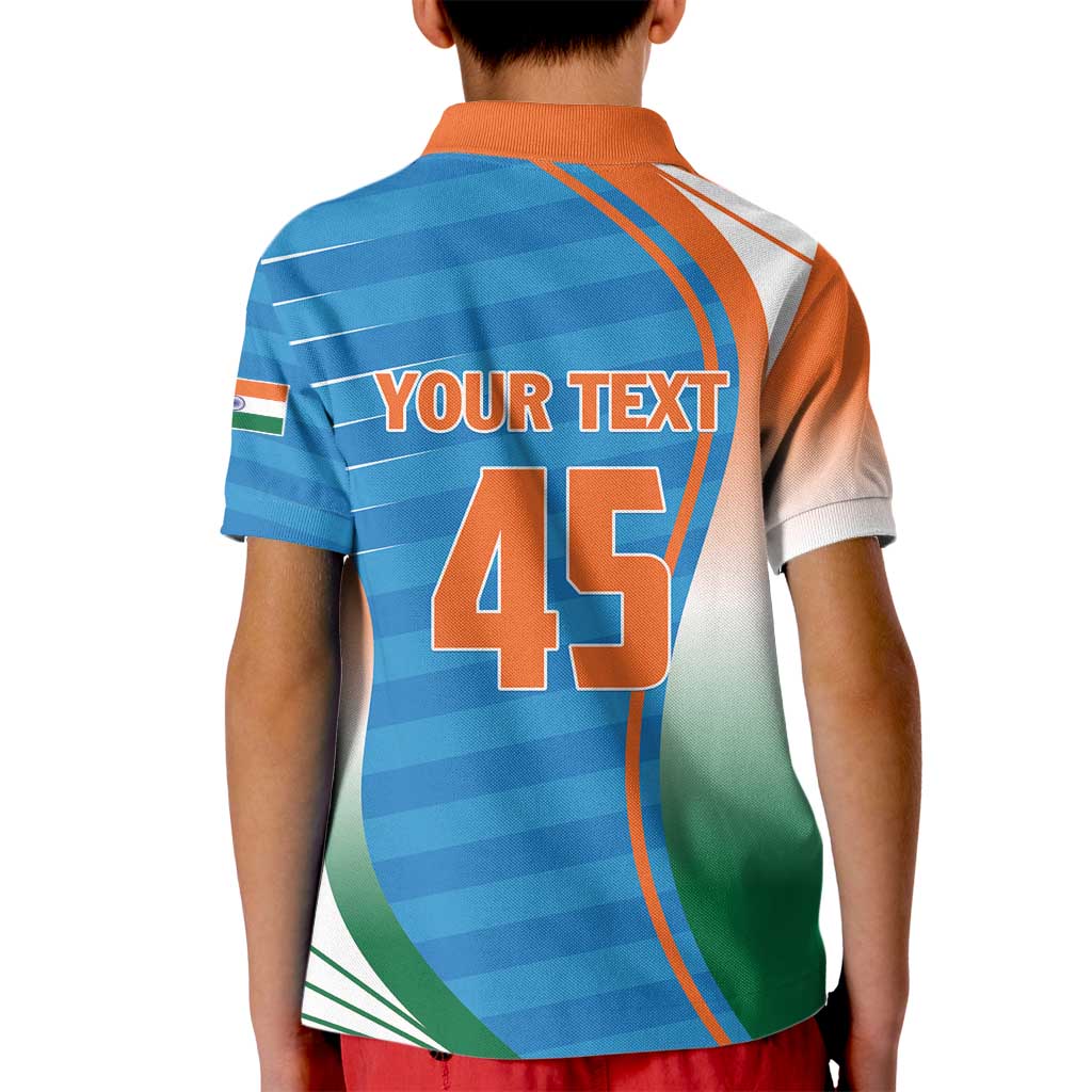 Custom India Cricket Kid Polo Shirt Men in Blue Champions 2025