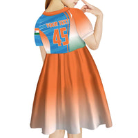 Custom India Cricket Kid Short Sleeve Dress Men in Blue Champions 2025