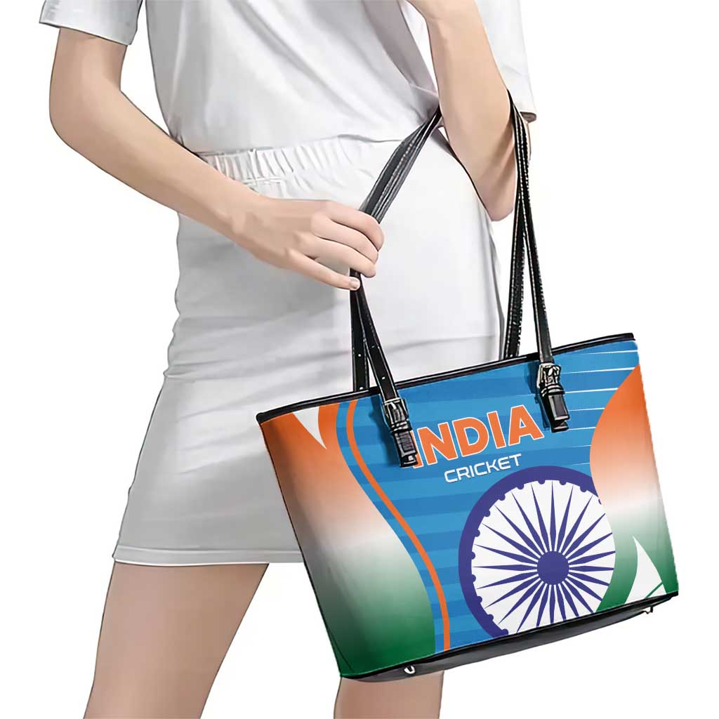 India Cricket Leather Tote Bag Men in Blue Champions 2025