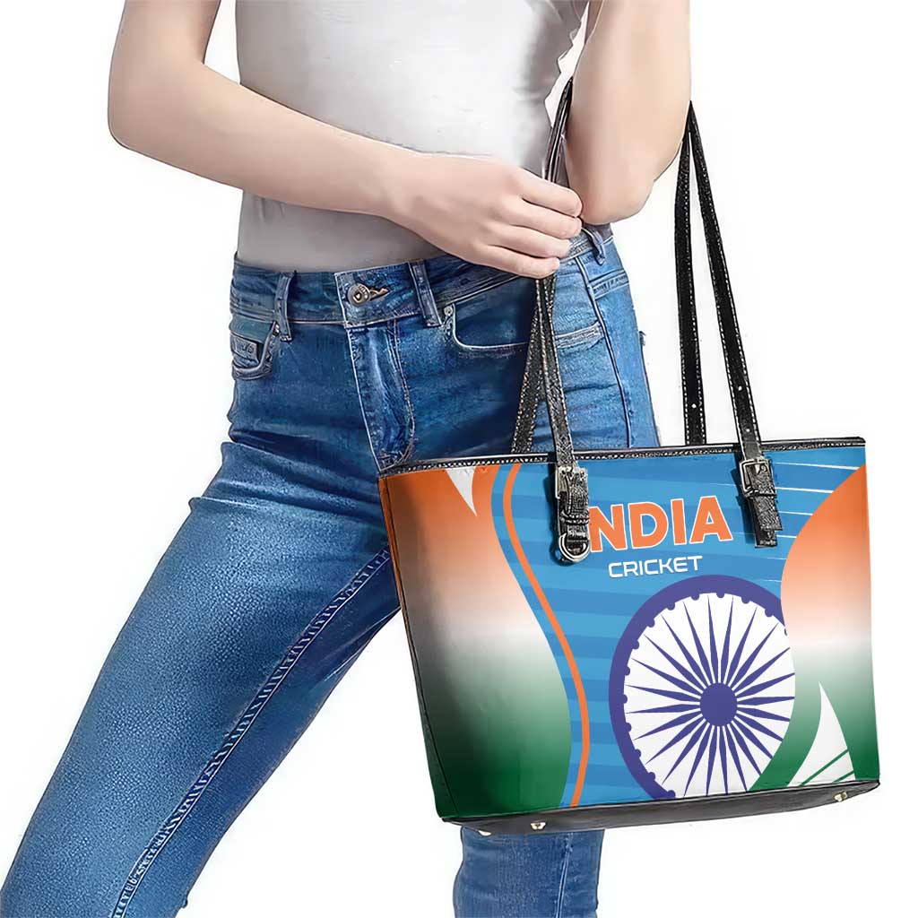 India Cricket Leather Tote Bag Men in Blue Champions 2025