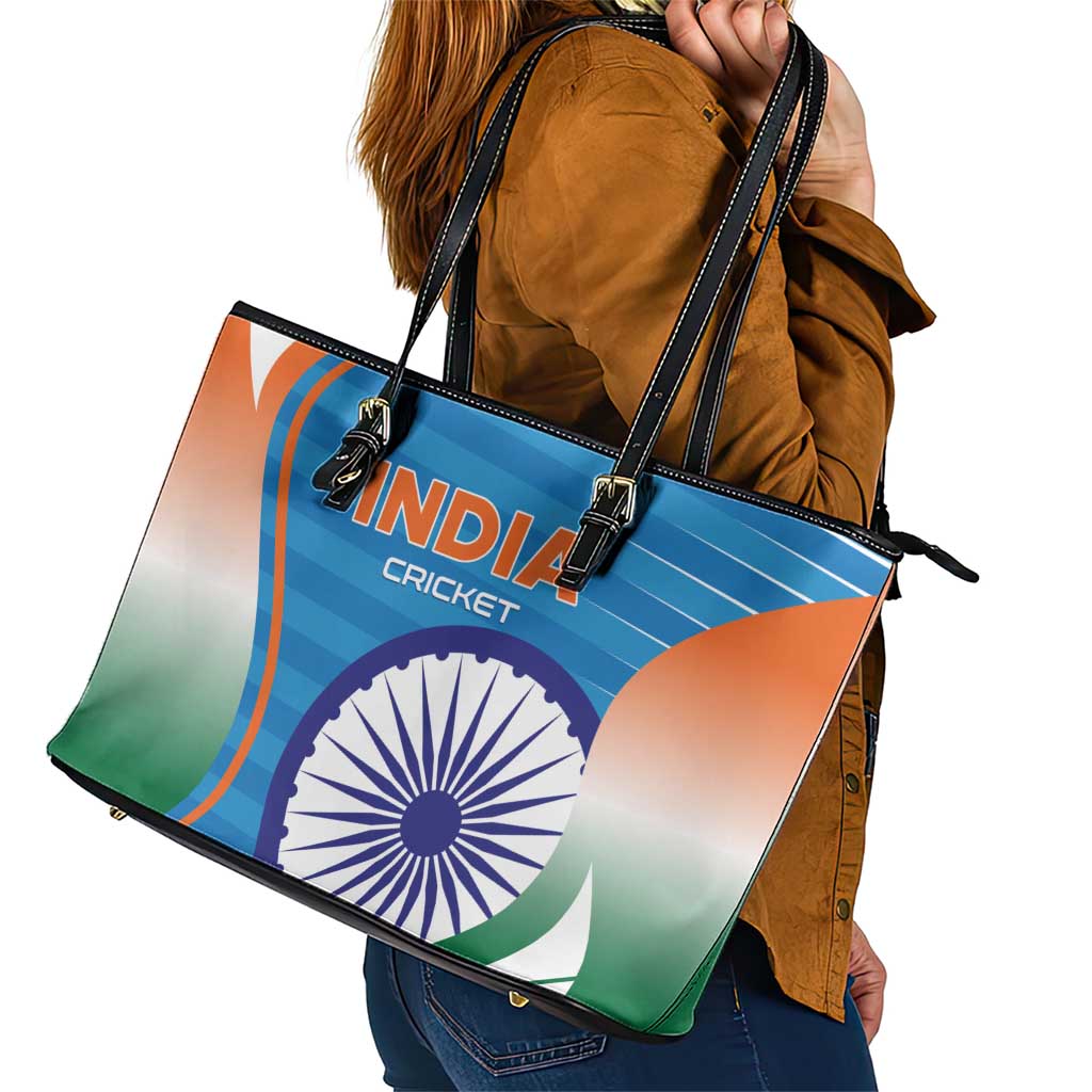 India Cricket Leather Tote Bag Men in Blue Champions 2025