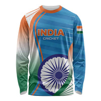 Custom India Cricket Long Sleeve Shirt Men in Blue Champions 2025
