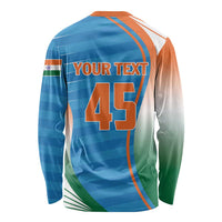 Custom India Cricket Long Sleeve Shirt Men in Blue Champions 2025