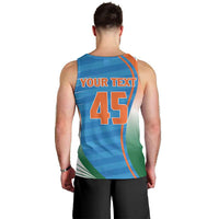 Custom India Cricket Men Tank Top Men in Blue Champions 2025