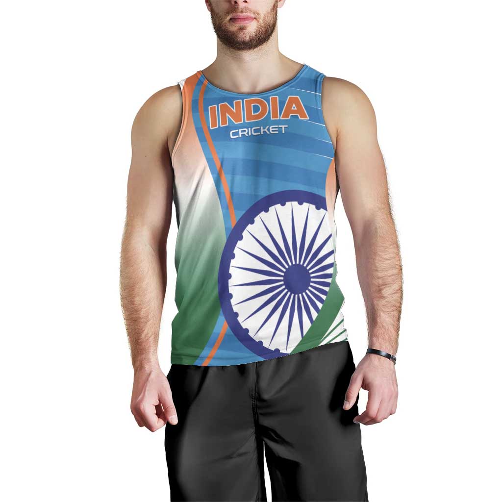 Custom India Cricket Men Tank Top Men in Blue Champions 2025
