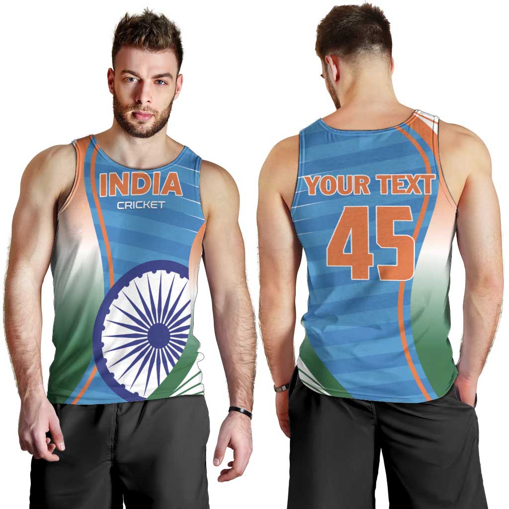 Custom India Cricket Men Tank Top Men in Blue Champions 2025