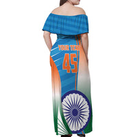 Custom India Cricket Off Shoulder Maxi Dress Men in Blue Champions 2025