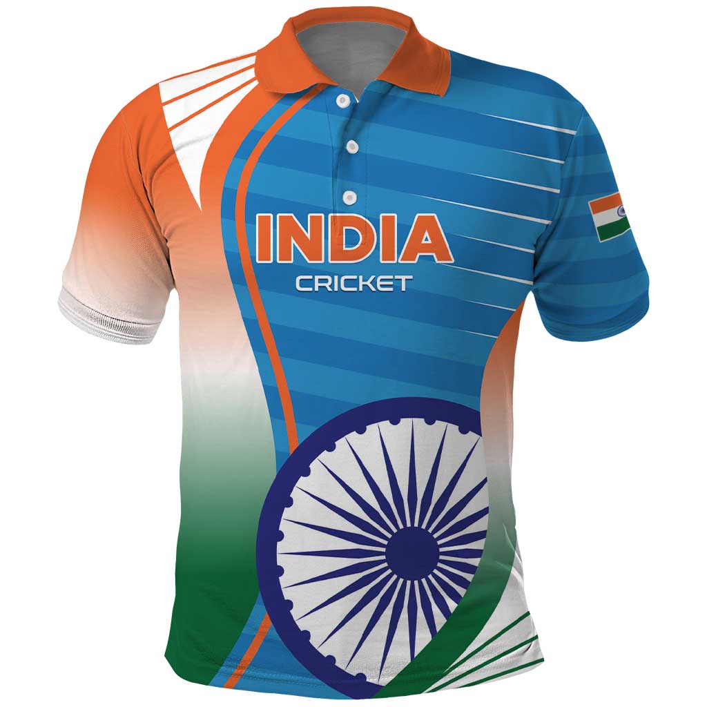Custom India Cricket Polo Shirt Men in Blue Champions 2025