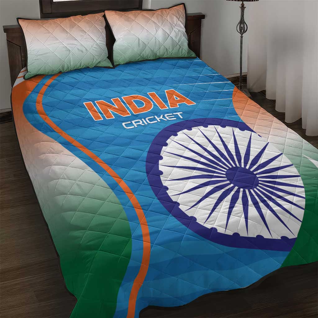 India Cricket Quilt Bed Set Men in Blue Champions 2025