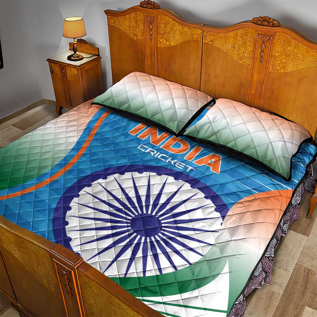 India Cricket Quilt Bed Set Men in Blue Champions 2025