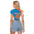Custom India Cricket Raglan Cropped T Shirt Men in Blue Champions 2025
