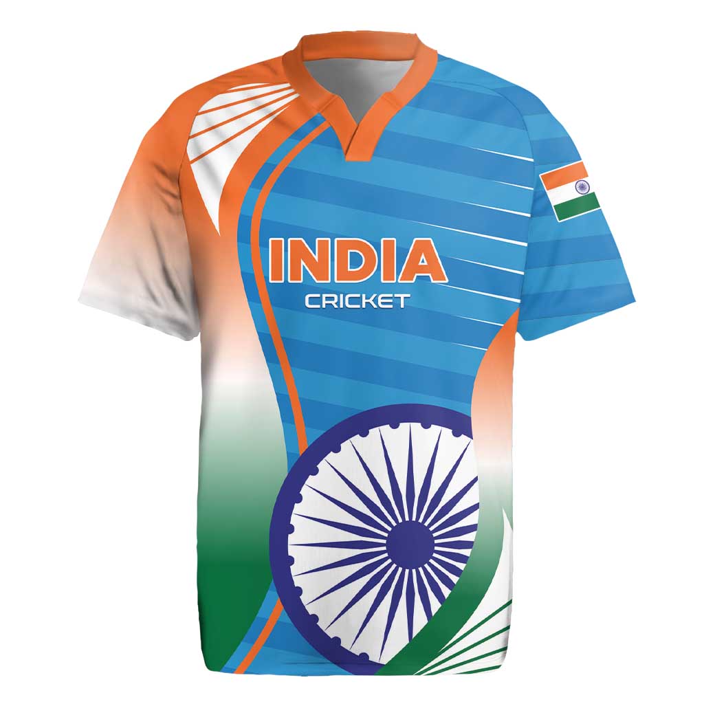 Custom India Cricket Rugby Jersey Men in Blue Champions 2025