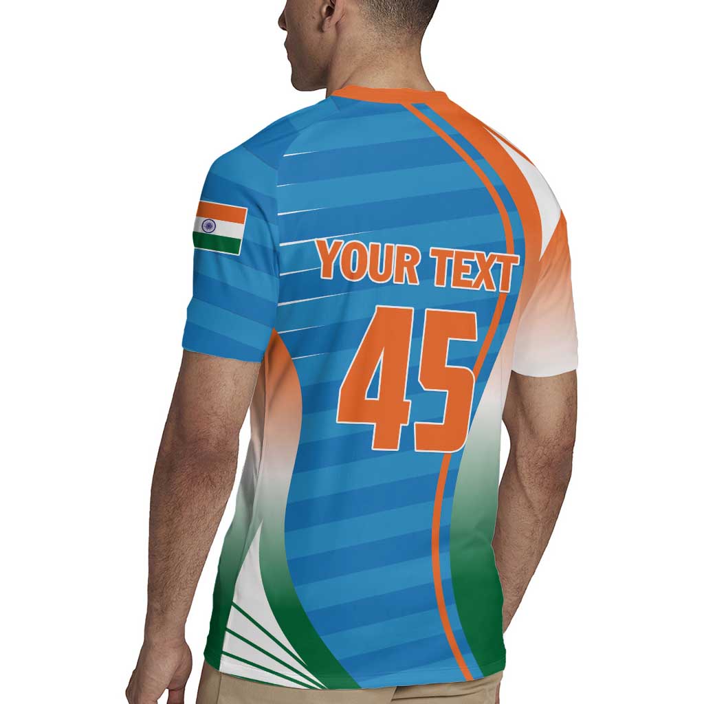 Custom India Cricket Rugby Jersey Men in Blue Champions 2025