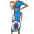 Custom India Cricket Short Sleeve Bodycon Dress Men in Blue Champions 2025
