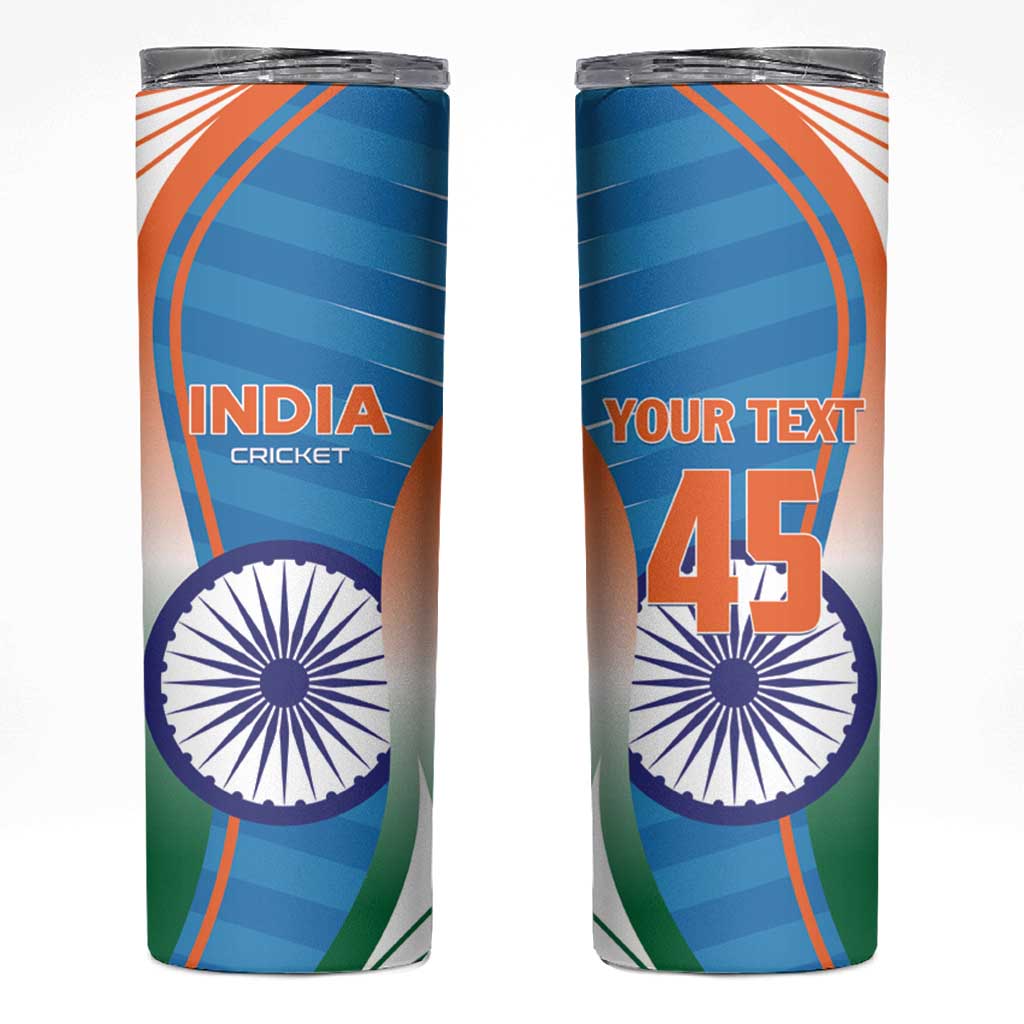 Custom India Cricket Skinny Tumbler Men in Blue Champions 2025