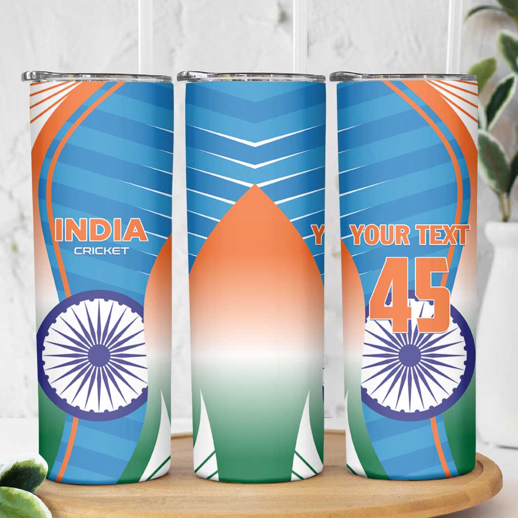 Custom India Cricket Skinny Tumbler Men in Blue Champions 2025