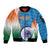 Custom India Cricket Sleeve Zip Bomber Jacket Men in Blue Champions 2025