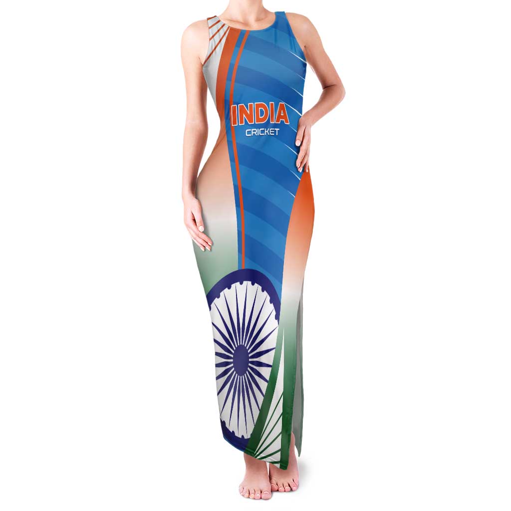 Custom India Cricket Tank Maxi Dress Men in Blue Champions 2025