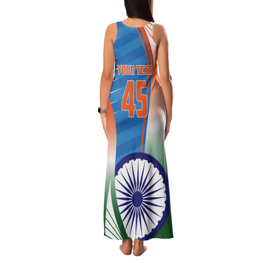 Custom India Cricket Tank Maxi Dress Men in Blue Champions 2025