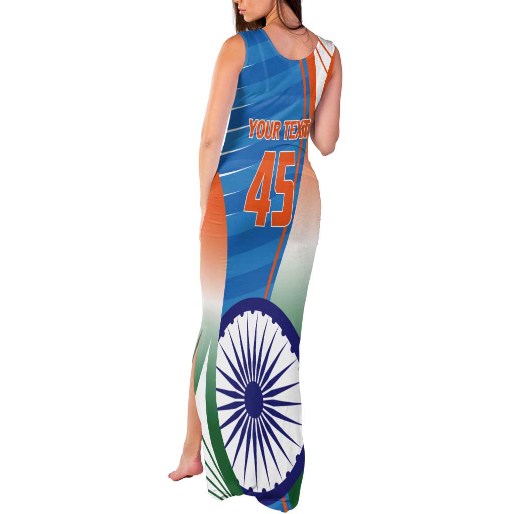 Custom India Cricket Tank Maxi Dress Men in Blue Champions 2025