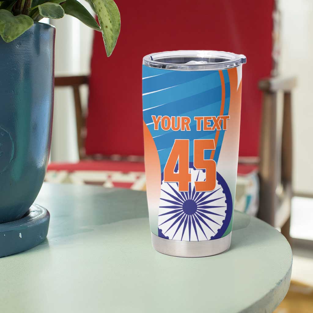Custom India Cricket Tumbler Cup Men in Blue Champions 2025