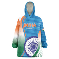 Custom India Cricket Wearable Blanket Hoodie Men in Blue Champions 2025