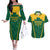 Custom South Africa Cricket Couples Matching Off The Shoulder Long Sleeve Dress and Hawaiian Shirt SA Protea Woza Nawe