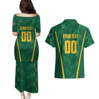 Custom South Africa Cricket Couples Matching Puletasi and Hawaiian Shirt SA Protea Woza Nawe