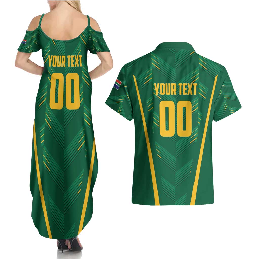 Custom South Africa Cricket Couples Matching Summer Maxi Dress and Hawaiian Shirt SA Protea Woza Nawe