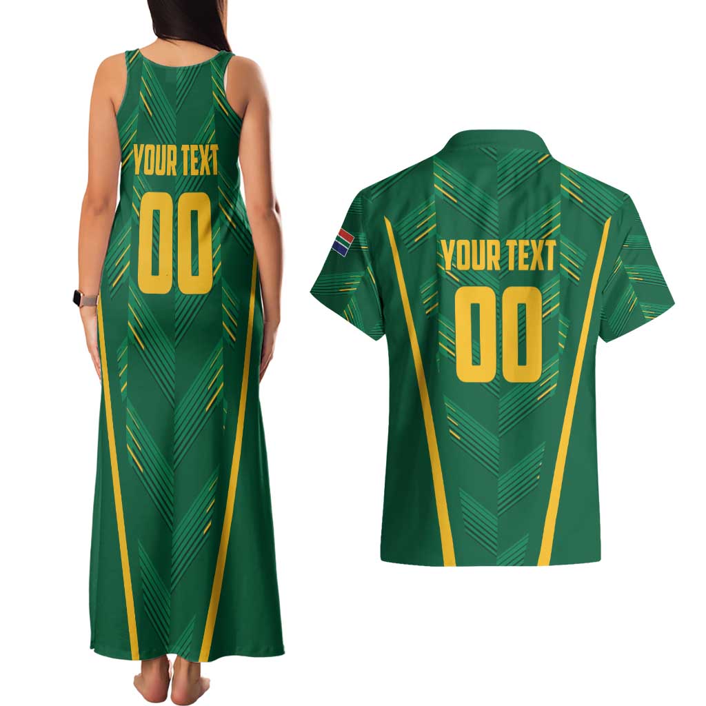 Custom South Africa Cricket Couples Matching Tank Maxi Dress and Hawaiian Shirt SA Protea Woza Nawe