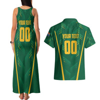 Custom South Africa Cricket Couples Matching Tank Maxi Dress and Hawaiian Shirt SA Protea Woza Nawe