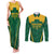 Custom South Africa Cricket Couples Matching Tank Maxi Dress and Long Sleeve Button Shirt SA Protea Woza Nawe