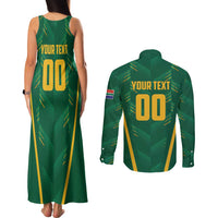 Custom South Africa Cricket Couples Matching Tank Maxi Dress and Long Sleeve Button Shirt SA Protea Woza Nawe