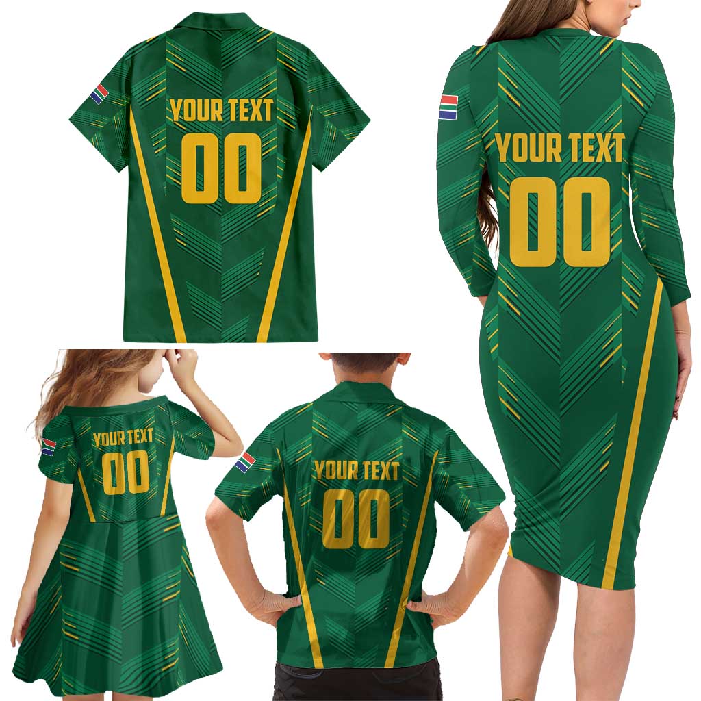 Custom South Africa Cricket Family Matching Long Sleeve Bodycon Dress and Hawaiian Shirt SA Protea Woza Nawe