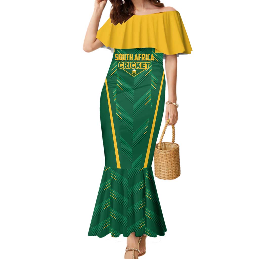 Custom South Africa Cricket Family Matching Mermaid Dress and Hawaiian Shirt SA Protea Woza Nawe