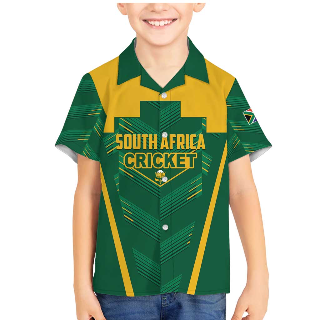 Custom South Africa Cricket Family Matching Mermaid Dress and Hawaiian Shirt SA Protea Woza Nawe